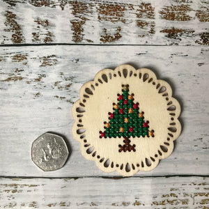 Christmas Tree Cross Stitch DIY Ornament - Stitch your own bauble.