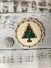 Load image into Gallery viewer, Christmas Tree Cross Stitch DIY Ornament - Stitch your own bauble.
