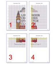 Load image into Gallery viewer, Rainbow London Cross Stitch Pattern - Abstract London landmarks
