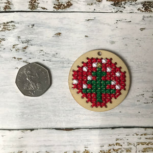 Set of 3 wooden cross stitch bauble blanks