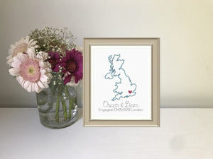 Wedding Cross Stitch Pattern - England treasured place map, DIY Wedding gift, anniversary chart, engagement pdf download cross stitch pattern