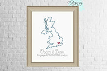 Load image into Gallery viewer, Wedding Cross Stitch Pattern - England treasured place map, DIY Wedding gift, anniversary chart, engagement pdf download cross stitch pattern
