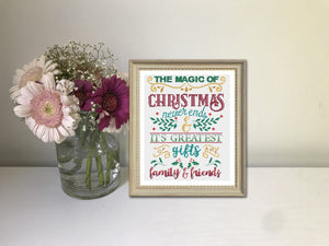 Christmas Typography Cross Stitch Pattern for family and friends