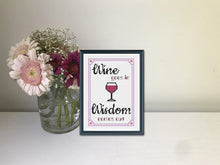 Load image into Gallery viewer, Wine Cross Stitch Pattern - wine goes in wisdom comes out. Cross Stitch Pattern for wine lover - beginners pattern
