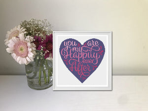 Valentines Cross Stitch Pattern - Heart you are my happily ever after - anniversary gift, love pattern