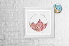Load image into Gallery viewer, Nature Cross Stitch Pattern, Set of two mountain and ocean cross stitch patterns
