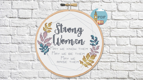 Strong Women Cross Stitch Pattern - Feminist Design for Womens Day 