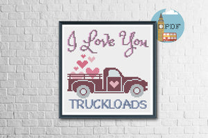 Love Cross Stitch Pattern - Love you truckloads