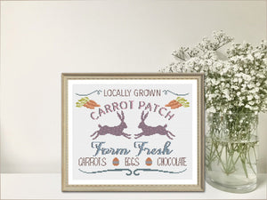 Easter Cross Stitch Pattern - vintage farmhouse sign