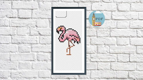 cross stitch phone cover flamingo