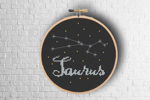 Taurus Cross Stitch Pattern - star sign beginners cross stitch pdf chart