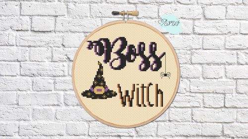 Funny Witch Cross Stitch Pattern for Halloween